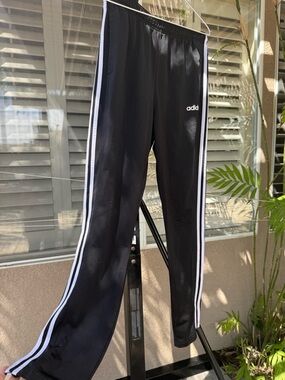 adidas Black Track Pants with White Stripes